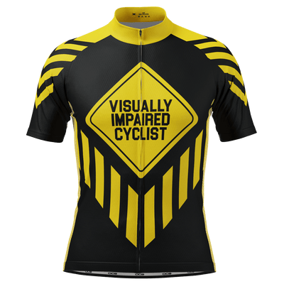 Men's Caution Visually Impaired Cyclist Short Sleeve Cycling Jersey
