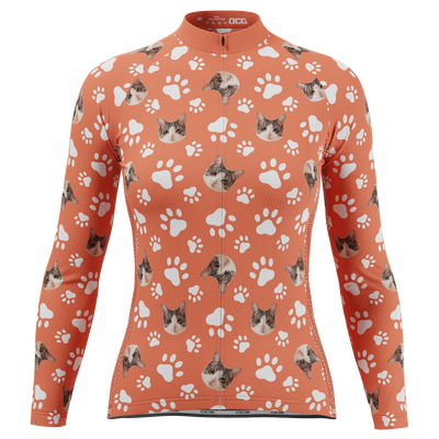 Women's Custom Pet Paws Design Personalized Long Sleeve Cycling Jersey