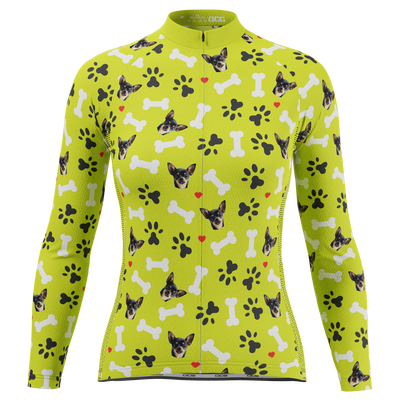Women's Custom Pet Bones Design Personalized Long Sleeve Cycling Jersey