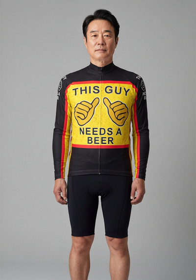 This Guy Needs A Beer Long Sleeve Cycling Jersey - _default - front view