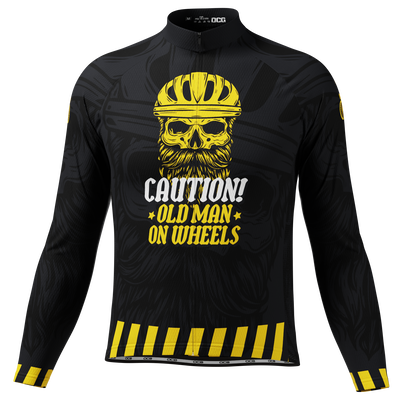 Men’s Old Man On Wheels Cycling Jersey Long Sleeve Performance Black