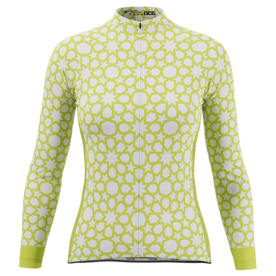 Women's Islamic Geometry Long Sleeve Cycling Jersey Quick-Dry Elegance Gold