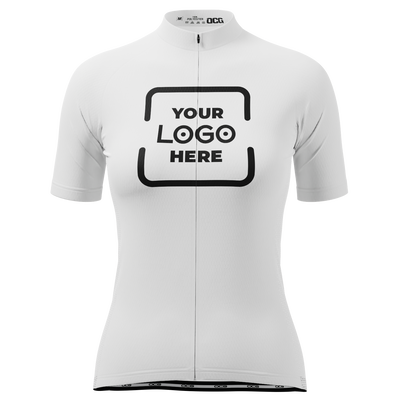 Women's Customizable With Your Logo Short Sleeve Cycling Jersey Premium Comfort & Quick-Dry White