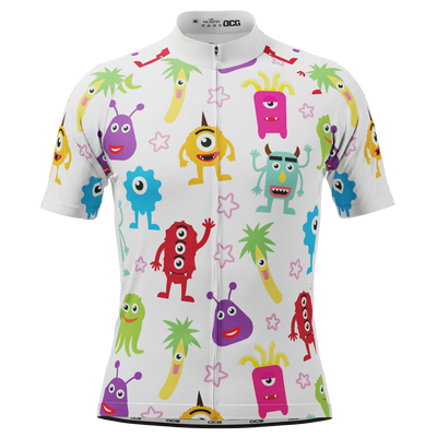 Men's Happy Monsters Short Sleeve Cycling Jersey Quick-Dry Performance Black