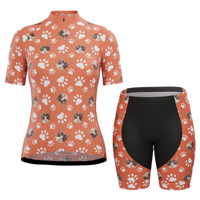 Custom Pet Paws Women's Cycling Kit Vibrant Performance Wear Red