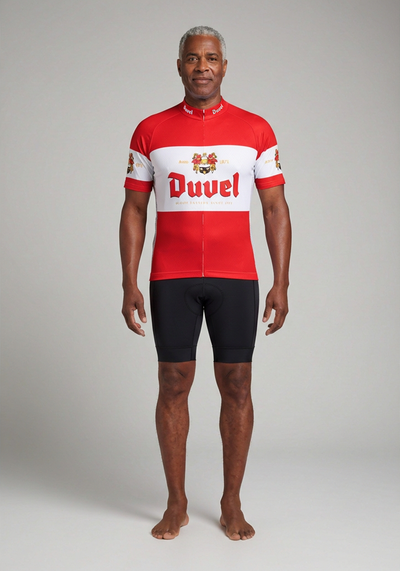 Mens Red Duvel Short Sleeve Cycling Jersey - _default - front view