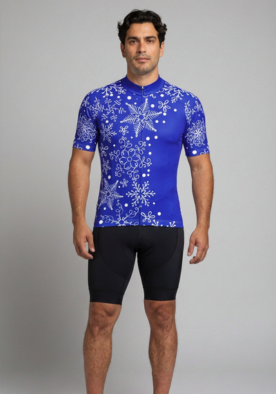Mens Festive Snowflake Cycling Jersey - _default - front view