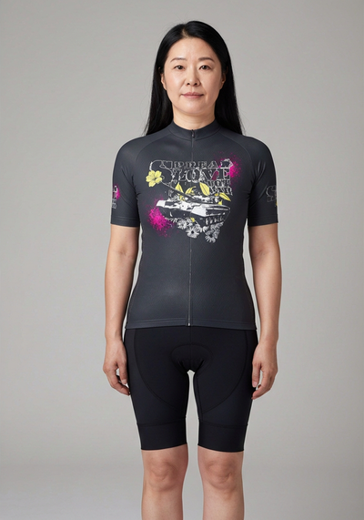 Womens Spread The Love Not War Short Sleeve Cycling Jersey - front view