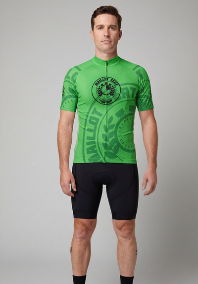 Mens Green Sprinters Maillot Vert Short Sleeve Cycling Jersey - front view