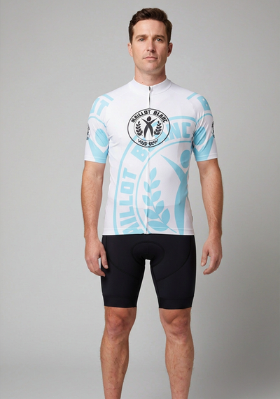 Mens Young Rider Maillot Blanc Short Sleeve Cycling Jersey - front view