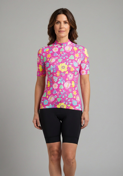 Womens Vixen Bouquet Floral Short Sleeve Cycling Jersey - front view