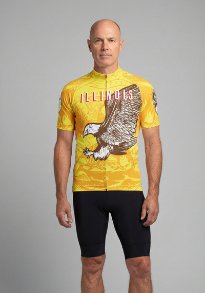 Mens Illinois Flag Usa State Short Sleeve Cycling Jersey - front view