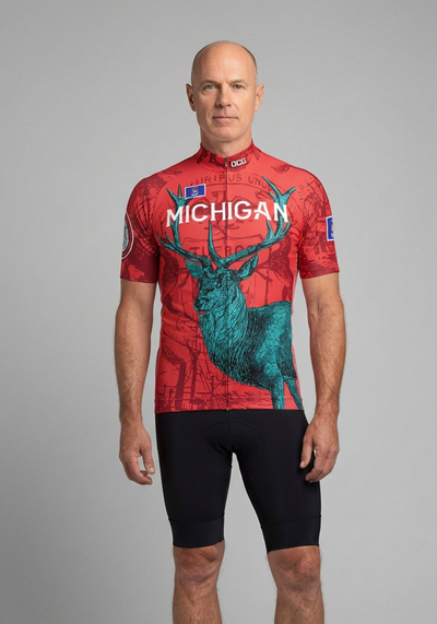 Mens Michigan Us State Short Sleeve Cycling Jersey - front view