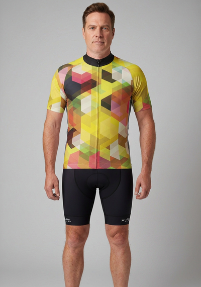 Mens Mosaic Short Sleeve Cycling Jersey - front view