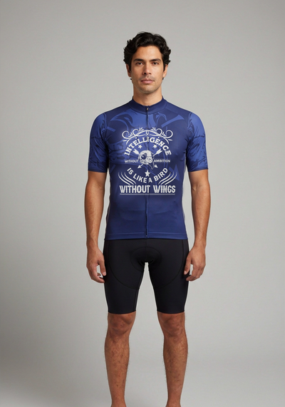Mens Intelligence Without Ambition Is Like A Bird Without Wings Short Sleeve Cycling Jersey - front view