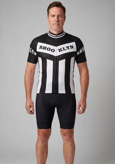 Mens Brooklyn Retro Classic Short Sleeve Cycling Jersey - front view