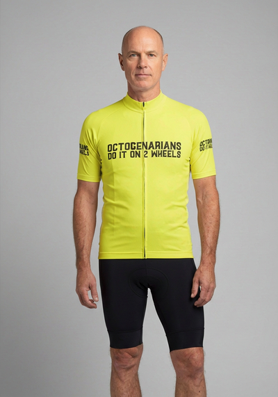 Mens High Viz Octogenarian Short Sleeve Cycling Jersey - front view