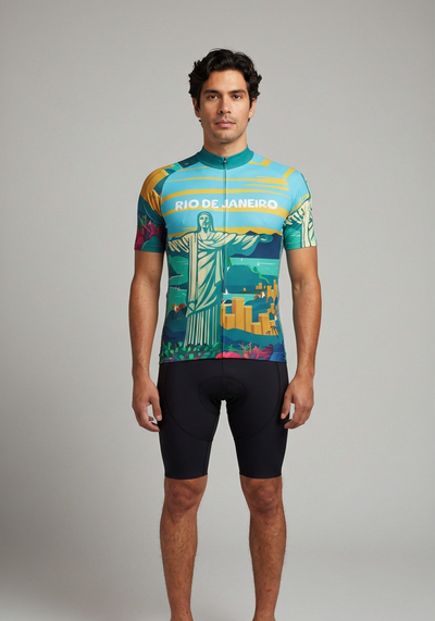 Mens Around The World Rio De Janeiro Short Sleeve Cycling Jersey - front view