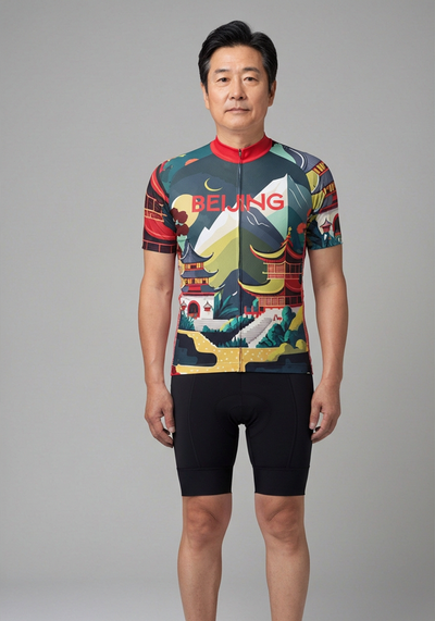 Mens Around The World Beijing Short Sleeve Cycling Jersey - front view