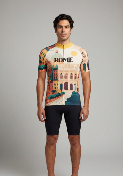 Mens Around The World Rome Short Sleeve Cycling Jersey - front view