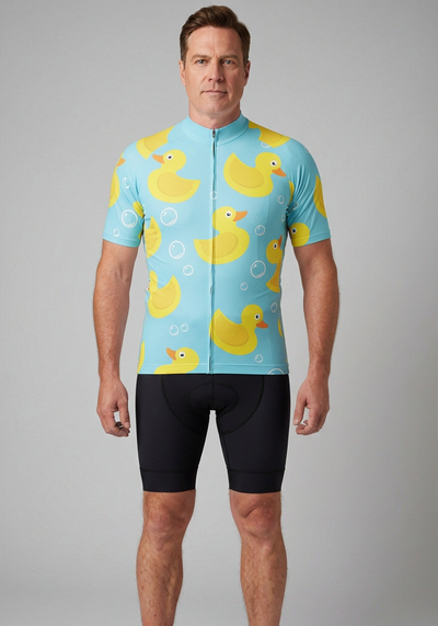 Mens Rubber Duck Short Sleeve Cycling Jersey - front view
