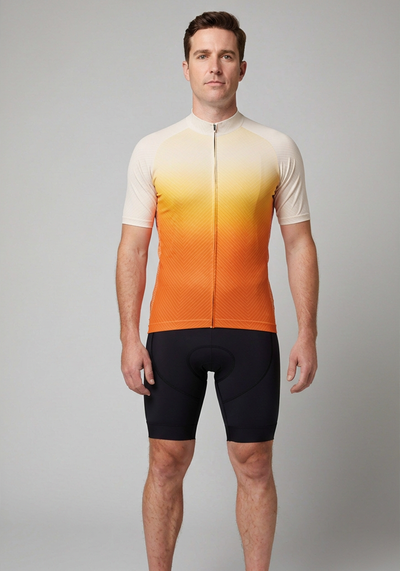 Mens Essential Short Sleeve Cycling Jersey - Orange - front view