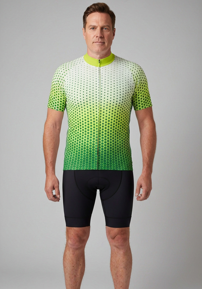 Mens Stippled Short Sleeve Cycling Jersey - Green - front view