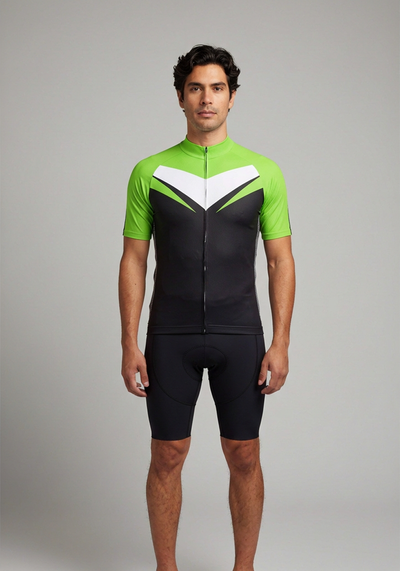 Mens Dynamic Short Sleeve Cycling Jersey - Green - front view