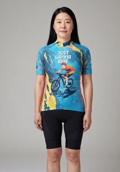 Womens Just Wanna Ride Short Sleeve Cycling Jersey - front view