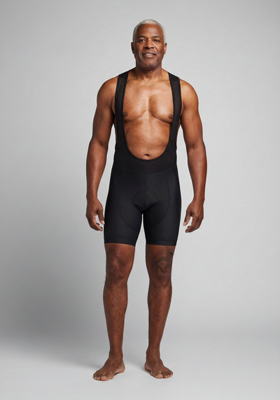 Mens Black Gel Padded Pro Band Cycling Bib - _default - front view