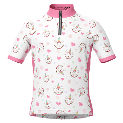 Kid's Kitty Corn Unicorn Short Sleeve Cycling Jersey