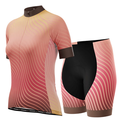Women's Colorful Curvy Lines 2 Piece Cycling Kit