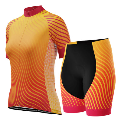 Women's Colorful Curvy Lines 2 Piece Cycling Kit