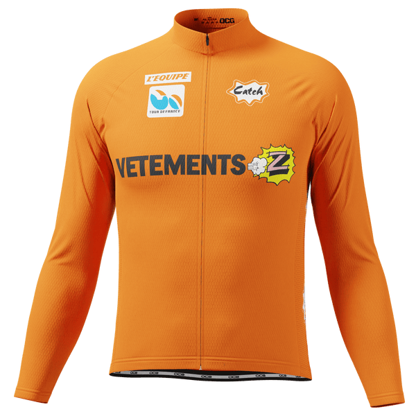 Men's Retro Vetements Team Z Orange Long Sleeve Cycling Jersey