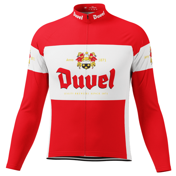 Men's Duvel Red Retro Long Sleeve Cycling Jersey