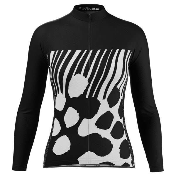 Women's Big Leopard Spots & Stripes Long Sleeve Cycling Jersey