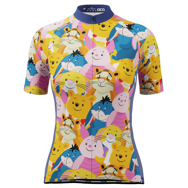 Women's Winnie The Pooh Characters Mashup Short Sleeve Cycling Jersey