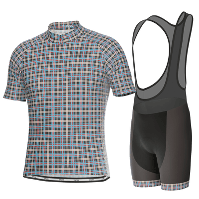 Men's Plaid Checkered Short Sleeve 2 Piece Cycling Kit