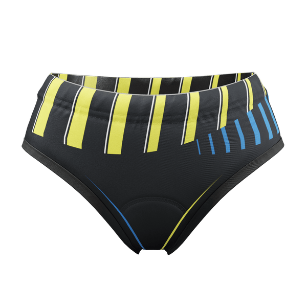 Women's Yellow and Blue Stripes Gel Padded Cycling Underwear-Briefs