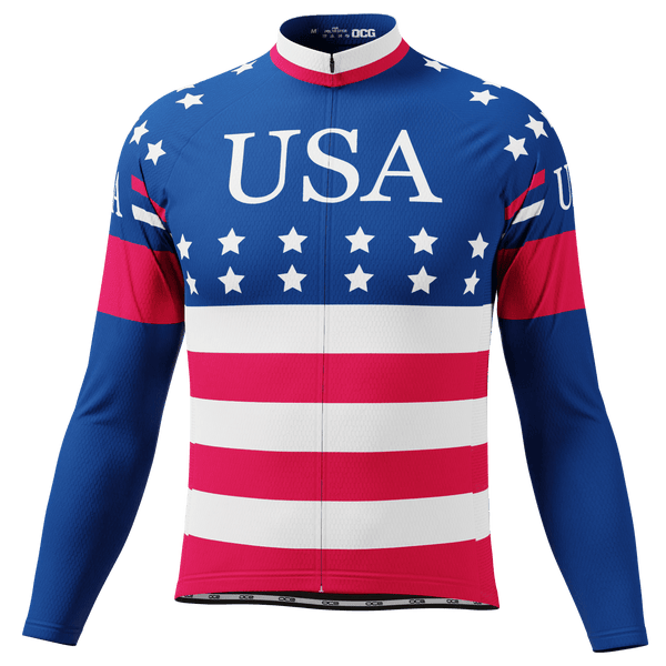 Men's American Stars and Stripes USA Icon Long Sleeve Cycling Jersey