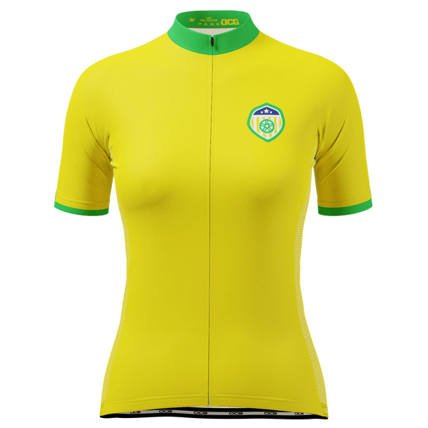 Women's Brazil Soccer Short Sleeve Cycling Jersey