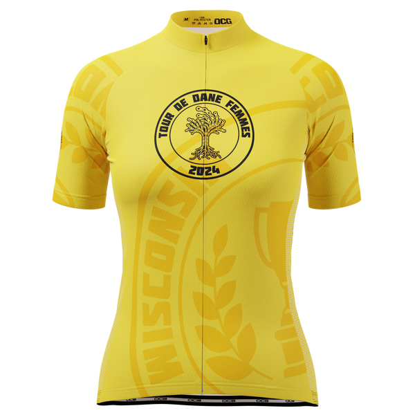 Women's Custom Tour de Dane Femmes Maillot Jaune Short Sleeve Cycling Jersey