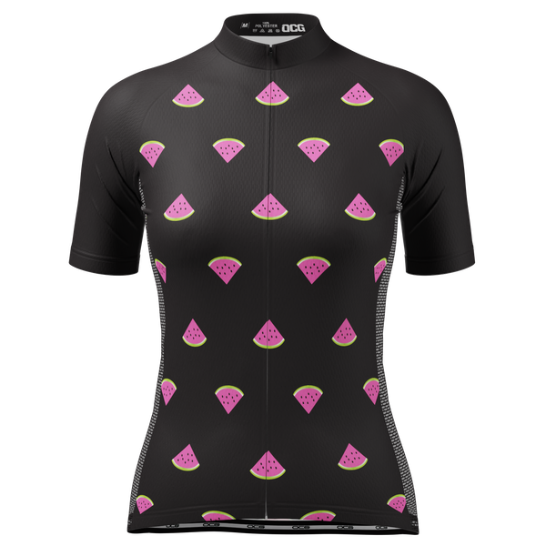 Women's Watermelon Black Short Sleeve Cycling Jersey