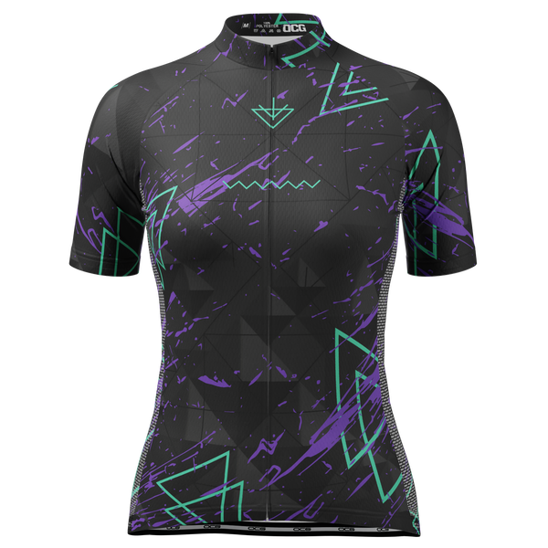 Women's Dark Geometry Short Sleeve Cycling Jersey