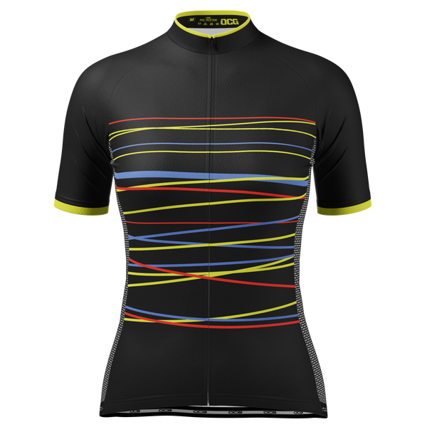 Women's Zigzag Color Lines Short Sleeve Cycling Jersey