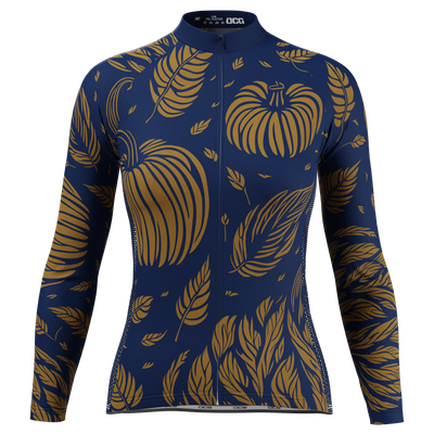 Women's Fall Pumpkins Long Sleeve Cycling Jersey