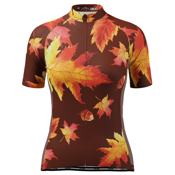 Women's Autumn Acorns Short Sleeve Cycling Jersey
