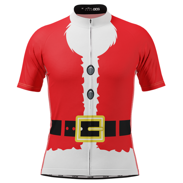 Men's Bearded Santa Claus Christmas Suit Short Sleeve Cycling Jersey