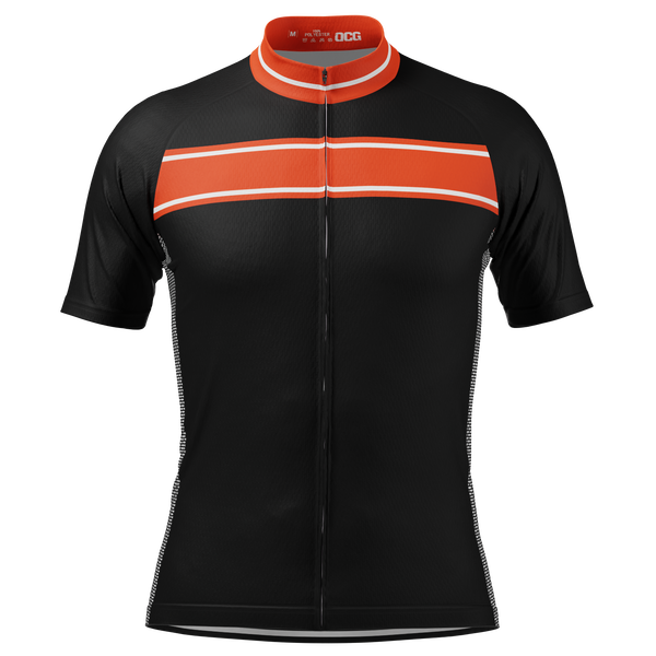 Men's Red Stripe Black Short Sleeve Cycling Jersey