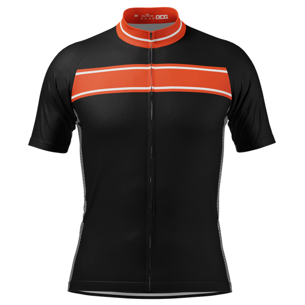 Men's Red Stripe Black Short Sleeve Cycling Jersey